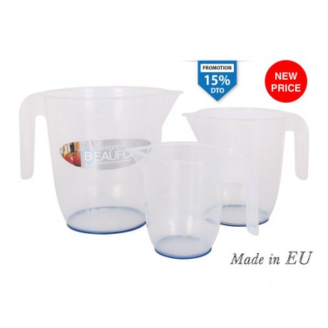 lot de 3 pots de mesure avec caoutchouc 0,5l1l2l